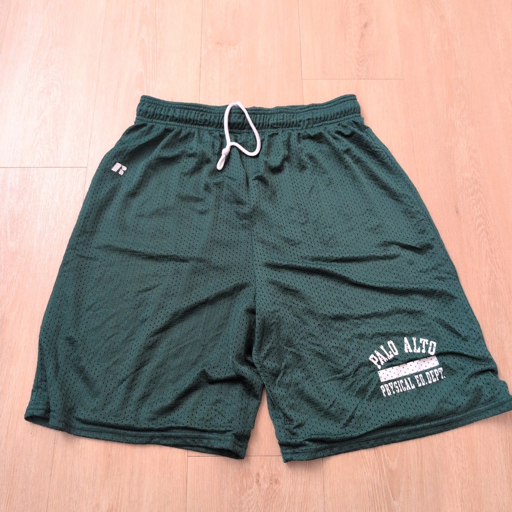 Russell Athletic Mens Mesh Shorts Green Palo Alto Physical Ed Dept Large